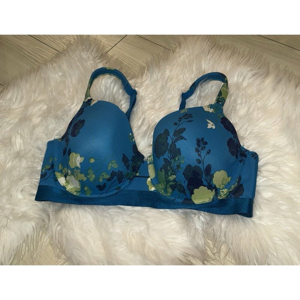 Ambrielle Teal Blue Floral Underwire Bra